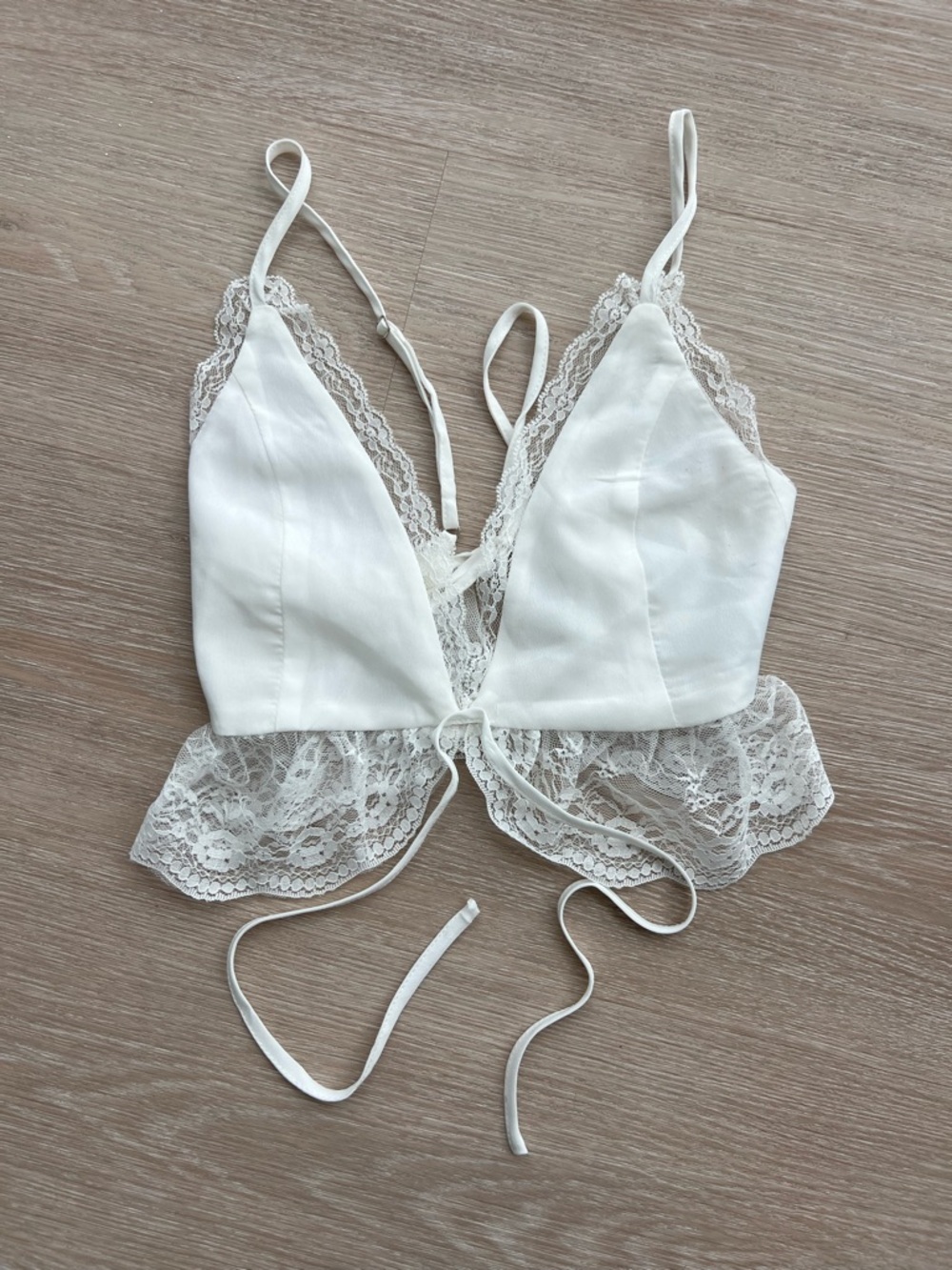 Tiger Mist White Lace Tie-Front Chic Women’s XXS Bralette Coachella